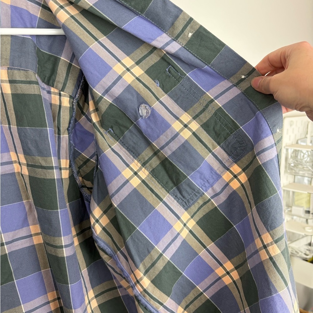 Lauren Ralph Lauren 100% Cotton Lavender, Green & Peach Plaid Button-Up size XL - Picture 10 of 12